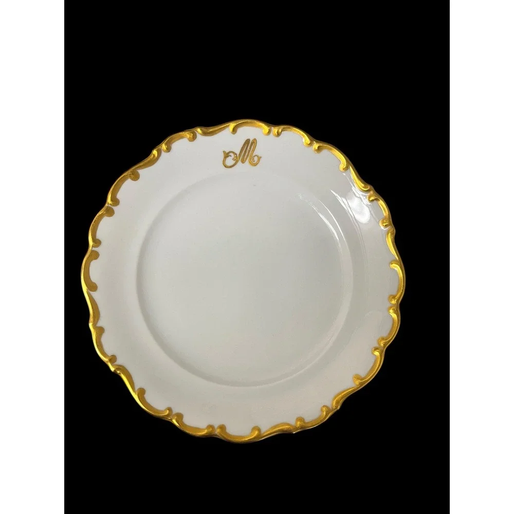 Schumann Arzberg Bavaria White Elegance Gold Monogram M Bread Plates Set of 5 - Picture 11 of 16